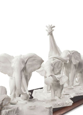 African Savannah Wild Animals Sculpture, White